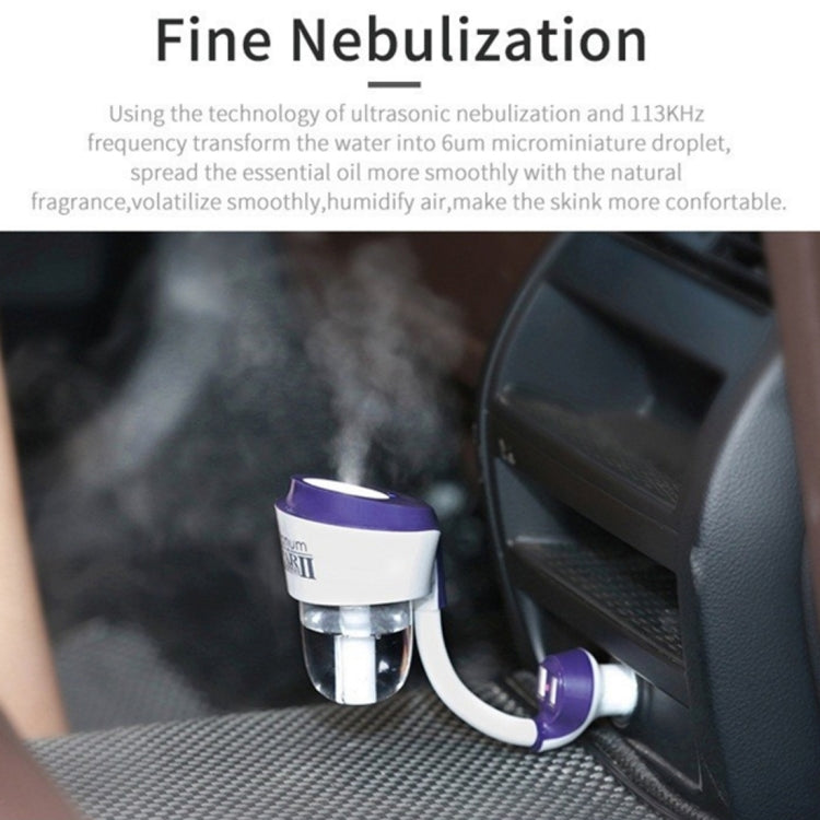 Nanum II 50mL Rotation Aromatherapy Air Purifier Humidifier with 2 USB Charger Ports for DC 12V Car Auto, Nanum II Black, Nanum II Blue, Nanum II Purple, Nanum II White