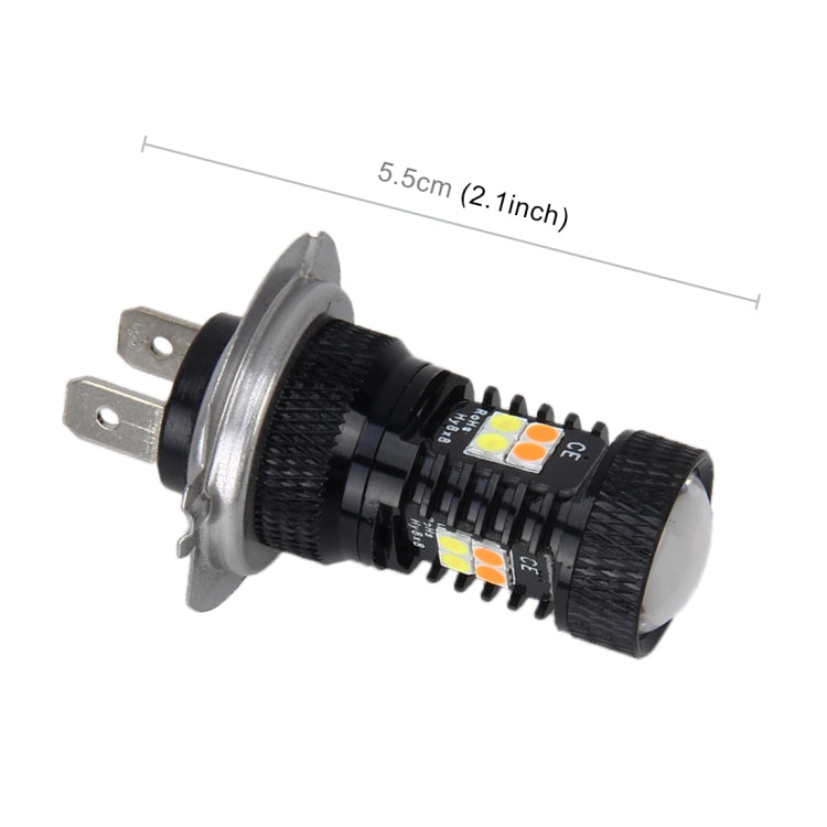 2 PCS H7 DC 12V 5W 350LM Auto Car Fog Lights with 16 SMD-3030 LED Bulbs, White + Yellow Light