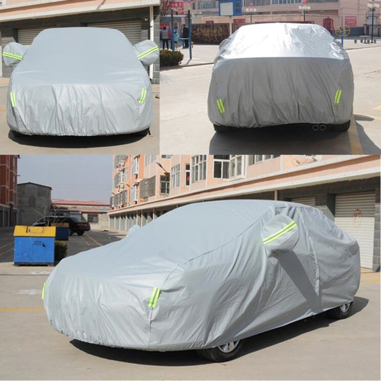 Outdoor Universal Anti-Dust Sunproof 3-Compartment Sedan Car Cover with Warning Strips