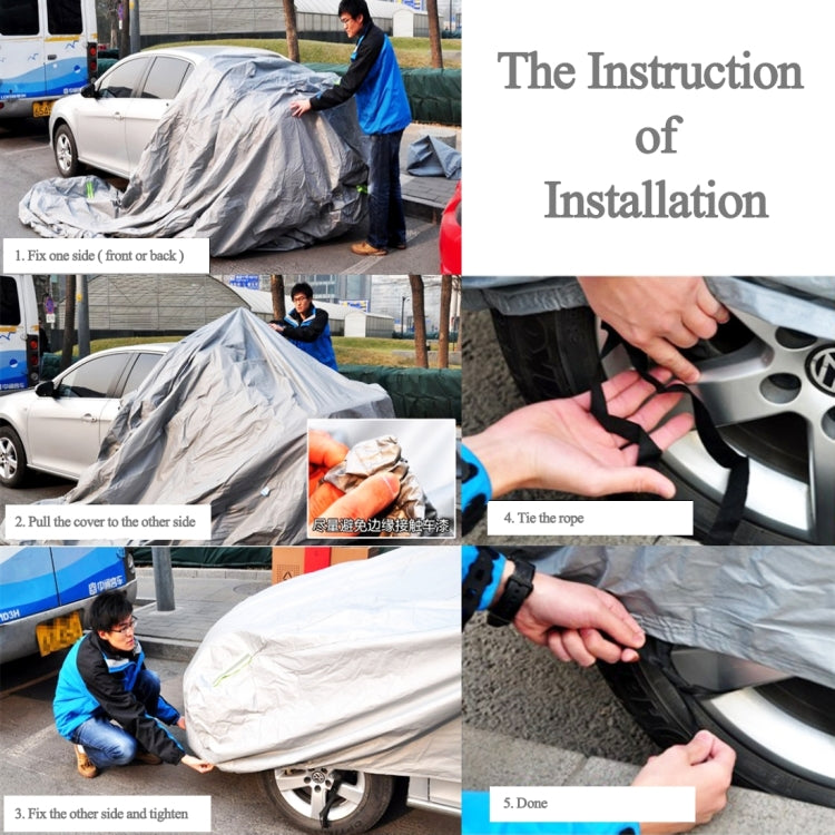 Outdoor Universal Anti-Dust Sunproof 3-Compartment Sedan Car Cover with Warning Strips