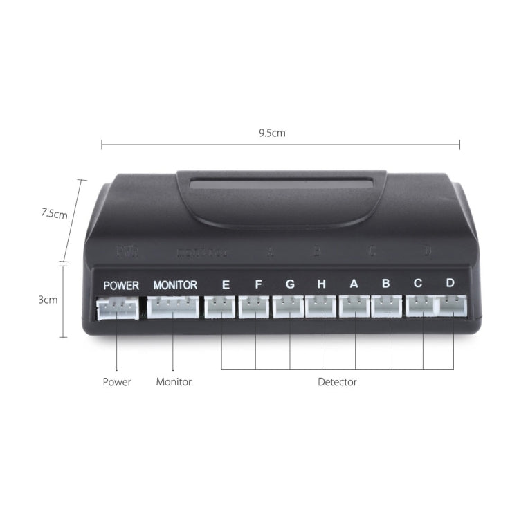 PZ-300-8 Car Parking Reversing Buzzer LED Monitor Parking Alarm Assistance System with 4*7m Front Sensors and 4*2.5m Rear Sensors