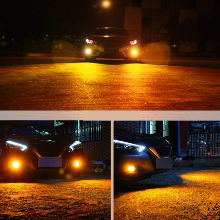 2 PCS Super Bright H1 DC 12V 5W 350LM Auto Car Fog Light with 16 SMD-3030 LED Bulbs Lamp, White + Yellow Light