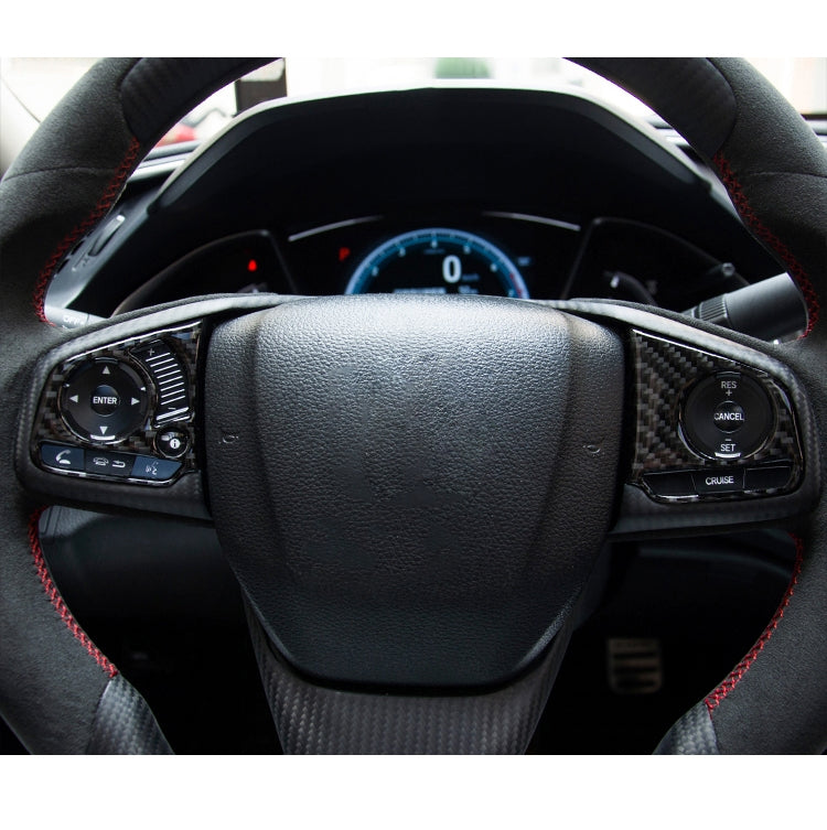 Premium Carbon Fibre Steering Wheel Button Trim Decal for 2016-2019 Honda Civic 10th Gen