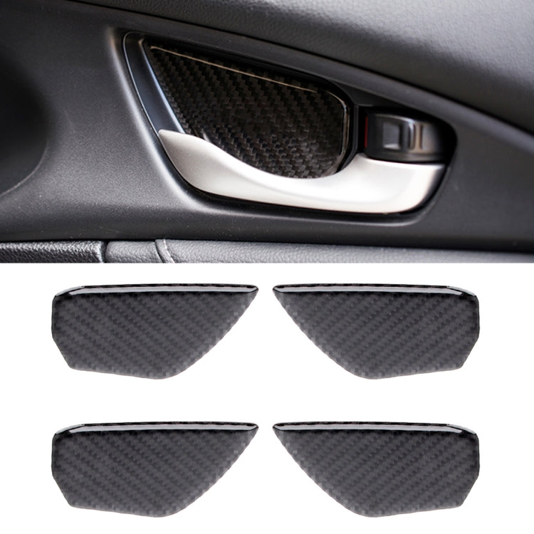 Carbon Fibre Decorative Inner Door Handle Bowl Trim Stickers for 10th Gen Honda Civic