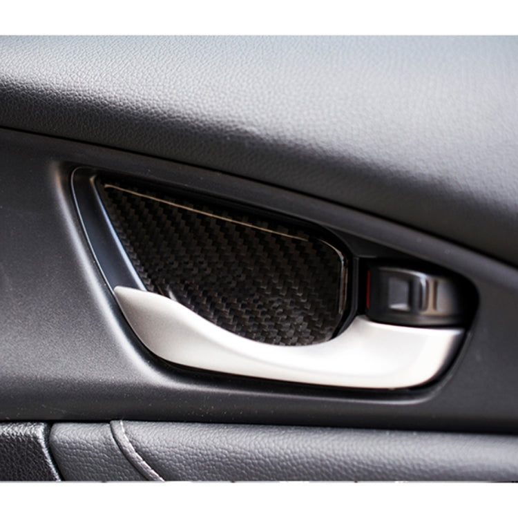 Carbon Fibre Decorative Inner Door Handle Bowl Trim Stickers for 10th Gen Honda Civic