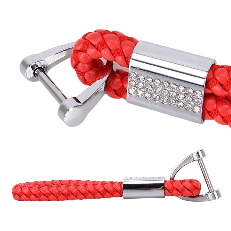Stylish PU Leather Braided Keychain with Crystal Accents - Random Colour Selection