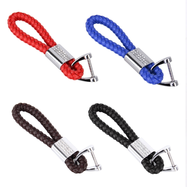 Stylish PU Leather Braided Keychain with Crystal Accents - Random Colour Selection