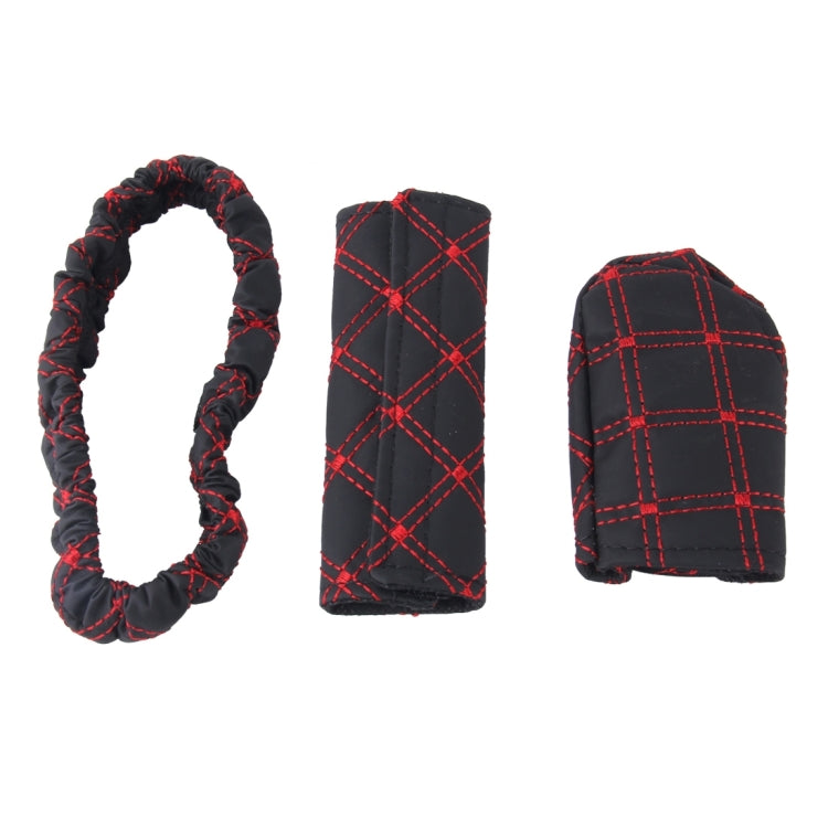 Stylish 3-Piece Car Interior Enhancement Set: Brake Cover, Gear Shift Cushion, and Mirror Protector