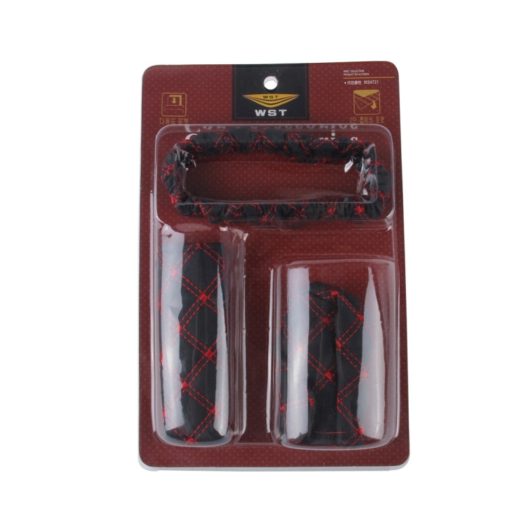 Stylish 3-Piece Car Interior Enhancement Set: Brake Cover, Gear Shift Cushion, and Mirror Protector