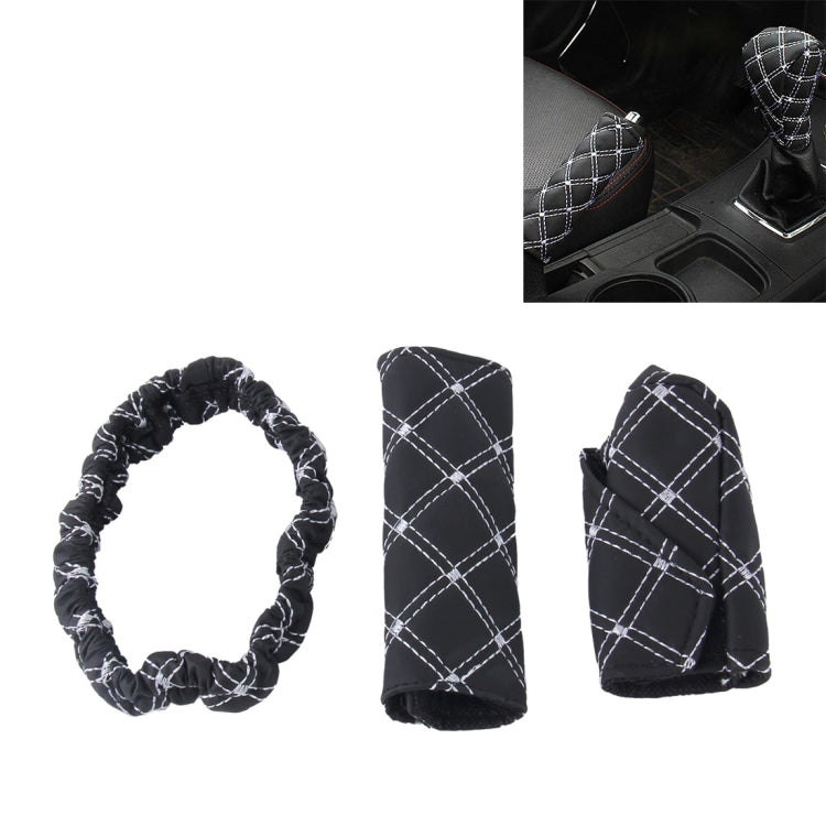 Stylish 3-Piece Car Interior Enhancement Set: Brake Cover, Gear Shift Cushion, and Mirror Protector