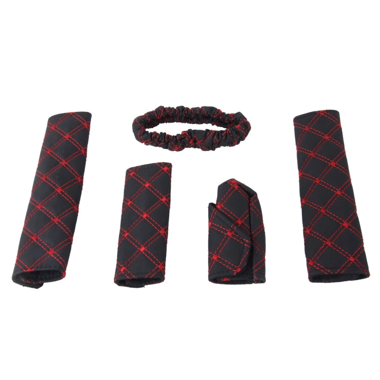 Luxury 5-Piece Car Interior Enhancement Kit: Hand Brake Cover, Shift Knob Cushion, Gear Stick Pad, and Rear View Mirror Cover