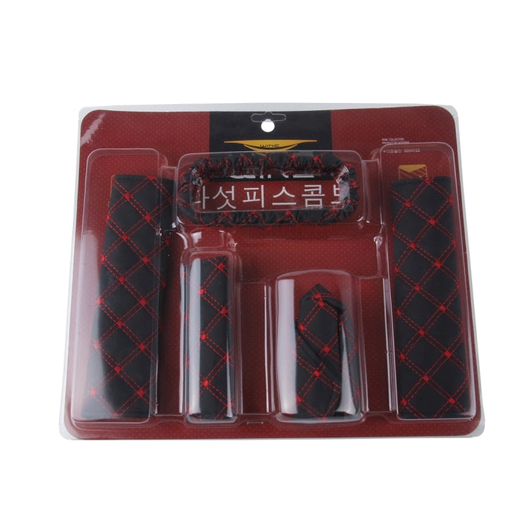 Luxury 5-Piece Car Interior Enhancement Kit: Hand Brake Cover, Shift Knob Cushion, Gear Stick Pad, and Rear View Mirror Cover
