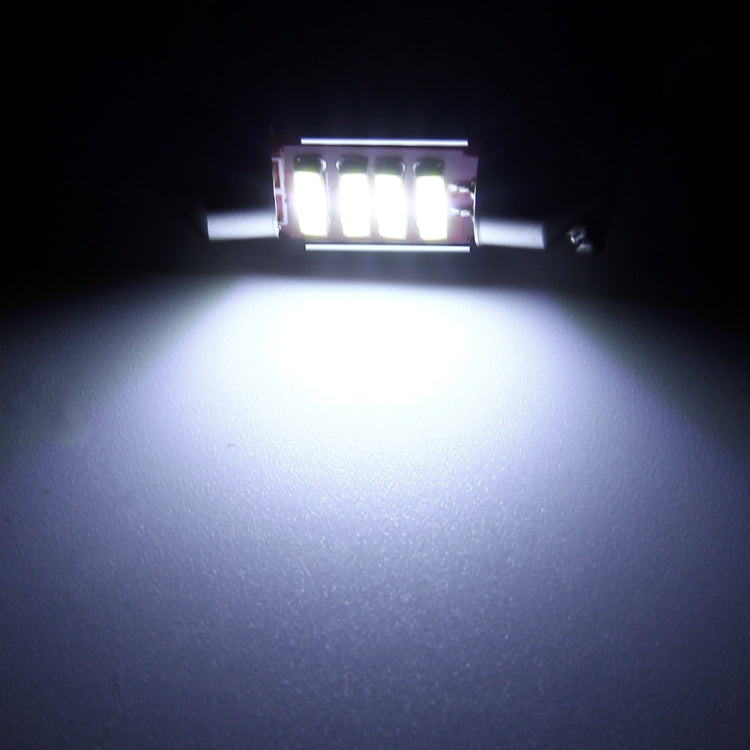 2 PCS 2W 100 LM 6000K 31MM 4 SMD-7020 LEDs Bicuspid Port Decoding Car Dome Lamp LED Reading Light, DC 12V
