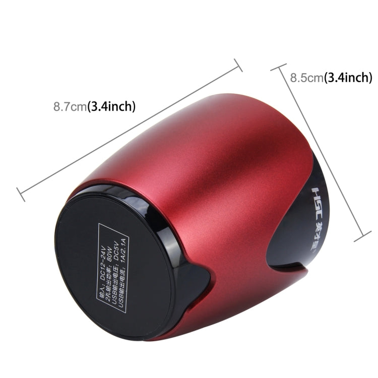 HSC YC-19 Car Cup Charger 2.1A/1A Dual USB Ports Car 12V-24V Charger with 2-Socket Cigarette and Card Socket, YC-19 Red, YC-19 Blue, YC-19 Silver