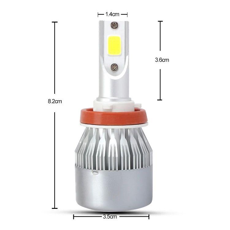 2 PCS H8/H9/H11 18W 1800 LM 8000K IP68 Casnbus Constant Current Car LED Headlight with 2 COB Lamps, DC 9-36V
