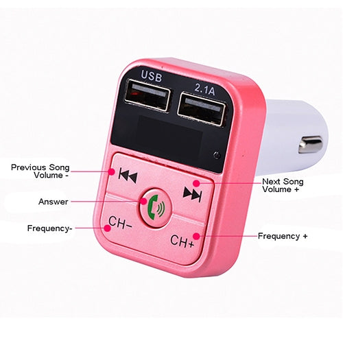 B2 Dual USB Charging Bluetooth FM Transmitter MP3 Music Player Car Kit, Support Hands-Free Call  & TF Card & U Disk, B2 (Black), B2 (Pink), B2 (Gold), B2 (Rose Gold), B2 (Silver)
