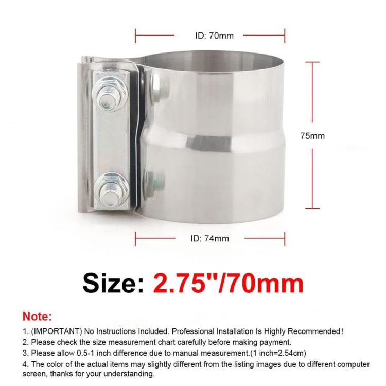 2.75 inch Car Turbo Exhaust Downpipe Stainless Steel Lap Joint Band Clamp, 2.75 inch