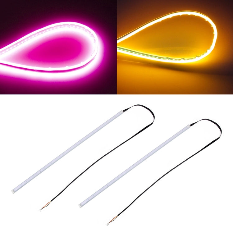2 PCS 45cm DC12V 5W Ultra-thin Waterproof Car Auto Double Colors Turn Lights / Running Lights SMD-2835 LED Bulbs (Turn Lights: Yellow Light; Running Lights: Blue Light)