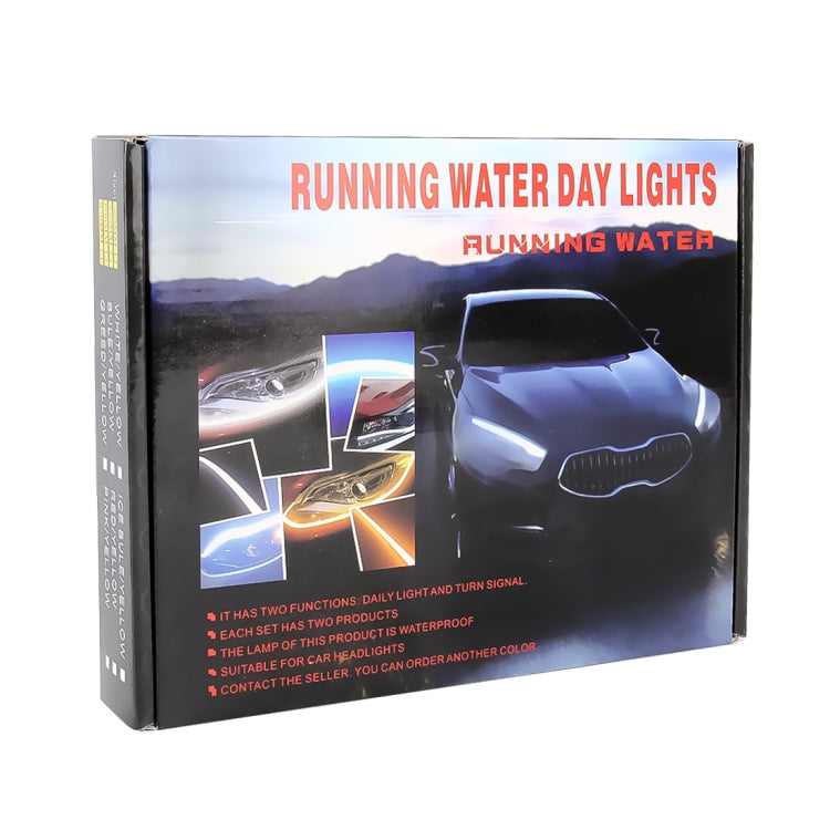 2 PCS 45cm DC12V 5W Ultra-thin Waterproof Car Auto Double Colors Turn Lights / Running Lights SMD-2835 LED Bulbs (Turn Lights: Yellow Light; Running Lights: Blue Light)