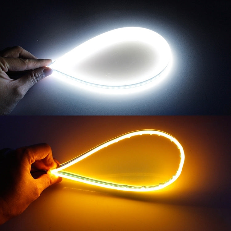 2 PCS 45cm DC12V 5W Ultra-thin Waterproof Car Auto Double Colors Turn Lights / Running Lights SMD-2835 LED Bulbs (Turn Lights: Yellow Light; Running Lights: Blue Light)