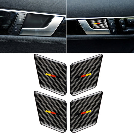 4-Piece Carbon Fibre Interior Sticker Set with German Flag for Mercedes-Benz C-Class (2007-2013) & E-Class (2009-2016) Door Handles