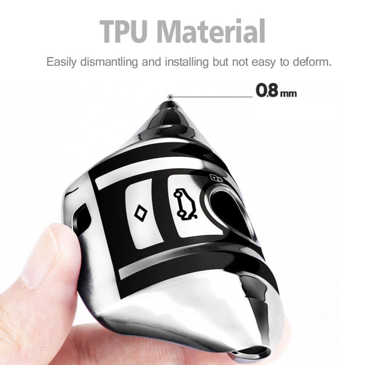 Sleek TPU Electroplated Full Cover Car Key Protector with Key Ring for Mercedes-Benz C