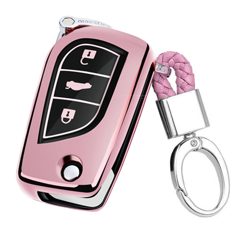 TPU Full Coverage Electroplated Key Case with Key Ring for Toyota Yaris, Corolla, Camry, Vios, and Highlander