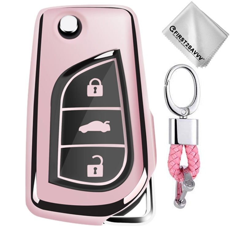 TPU Full Coverage Electroplated Key Case with Key Ring for Toyota Yaris, Corolla, Camry, Vios, and Highlander