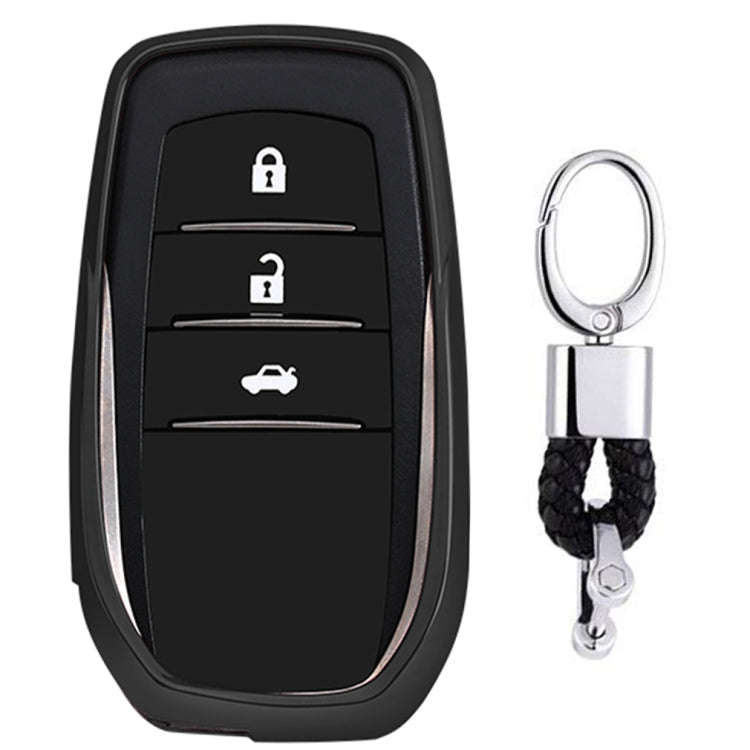 Stylish Electroplated TPU Car Key Cover with Key Ring for Toyota Models: Highlander, Crown, Prado, Vios, Camry, Corolla