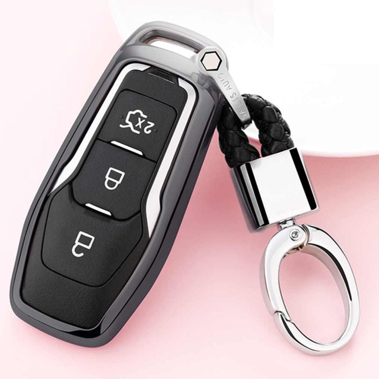 Sleek TPU Electroplated Car Key Cover with Ring for Ford Explorer, Edge, Mondeo, EcoSport & Taurus