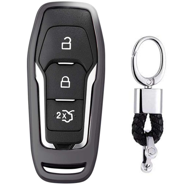 Sleek TPU Electroplated Car Key Cover with Ring for Ford Explorer, Edge, Mondeo, EcoSport & Taurus