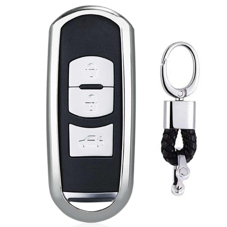 Sleek Electroplated TPU Car Key Cover with Key Ring for Mazda Models - Protect Your Key in Style!