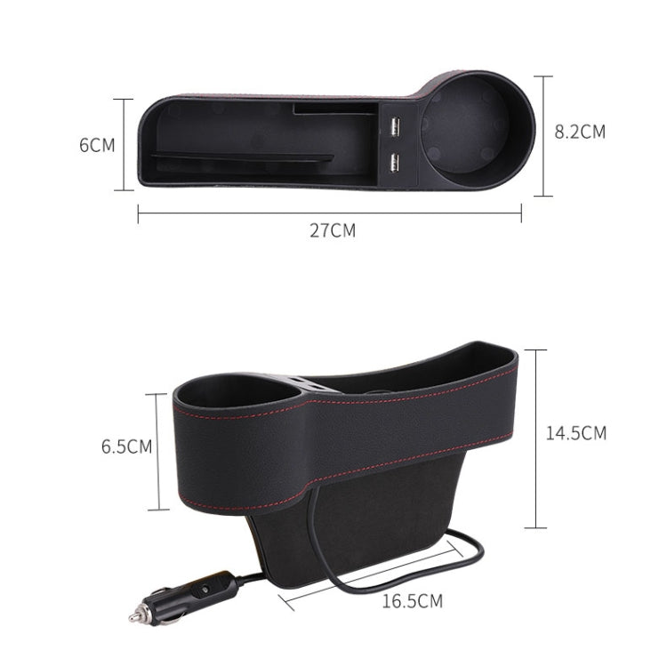 Versatile PU Leather Co-Pilot Seat Console with Charging Ports and Cup Holder for Organised Driving