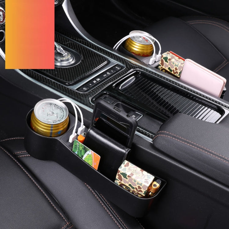 Stylish PU Leather Car Seat Organiser with Charging Ports and Cup Holder