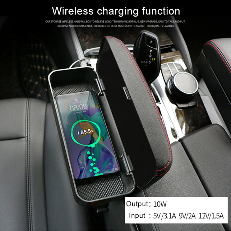 Stylish PU Leather Armrest Box with Wireless Charging & Storage for Ultimate Comfort
