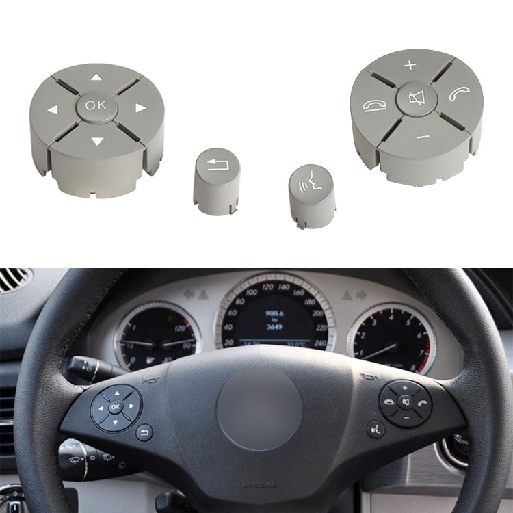 1 Pair Car Steering Wheel Switch Buttons Panel for Mercedes-Benz W204 2007-2014, Left Driving