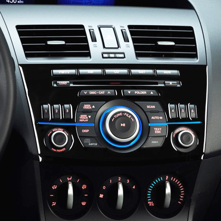 Stylish Piano Black ABS Radio Panel Decor for Mazda 3 Axela (2010-2013) - Easy Self-Adhesive Fit