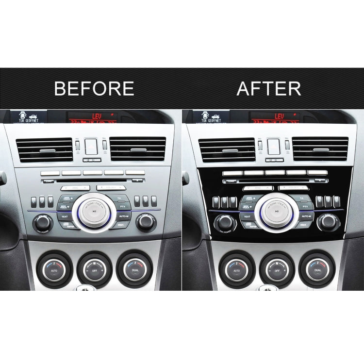 Stylish Piano Black ABS Radio Panel Decor for Mazda 3 Axela (2010-2013) - Easy Self-Adhesive Fit