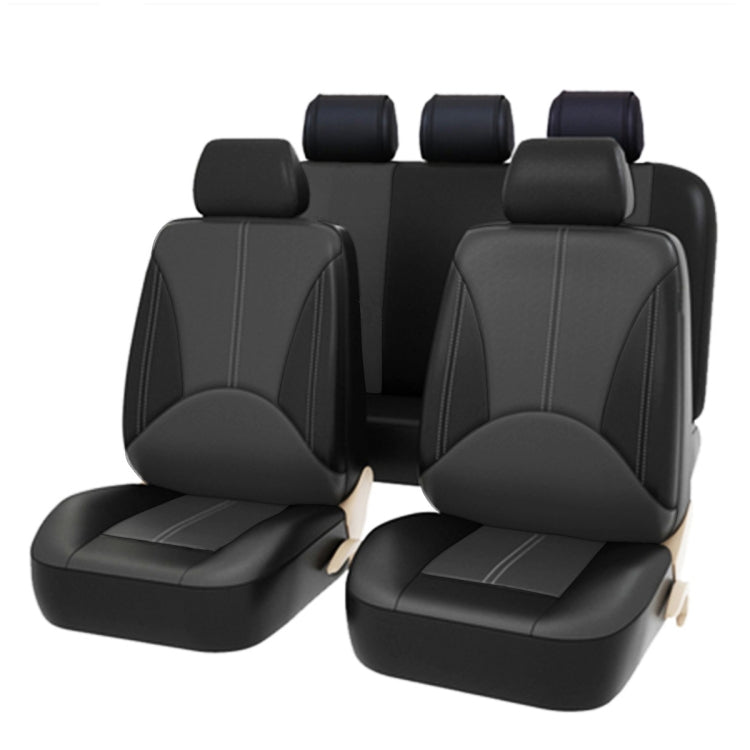 All-Weather 9-Piece PU Leather Car Mat Set for 5-Seater Vehicles