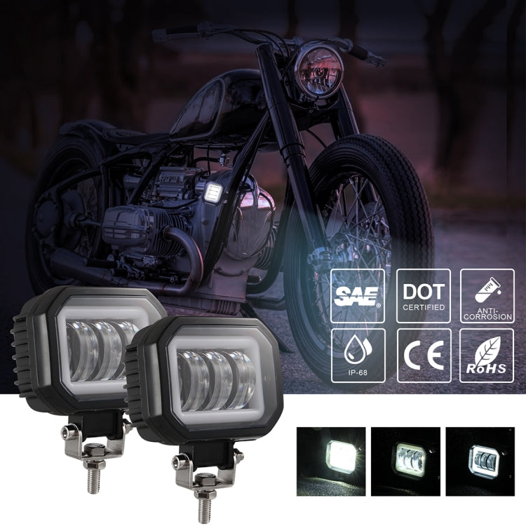 2 PCS Car 4 inch Square Spotlight Work Light with Angel Eyes