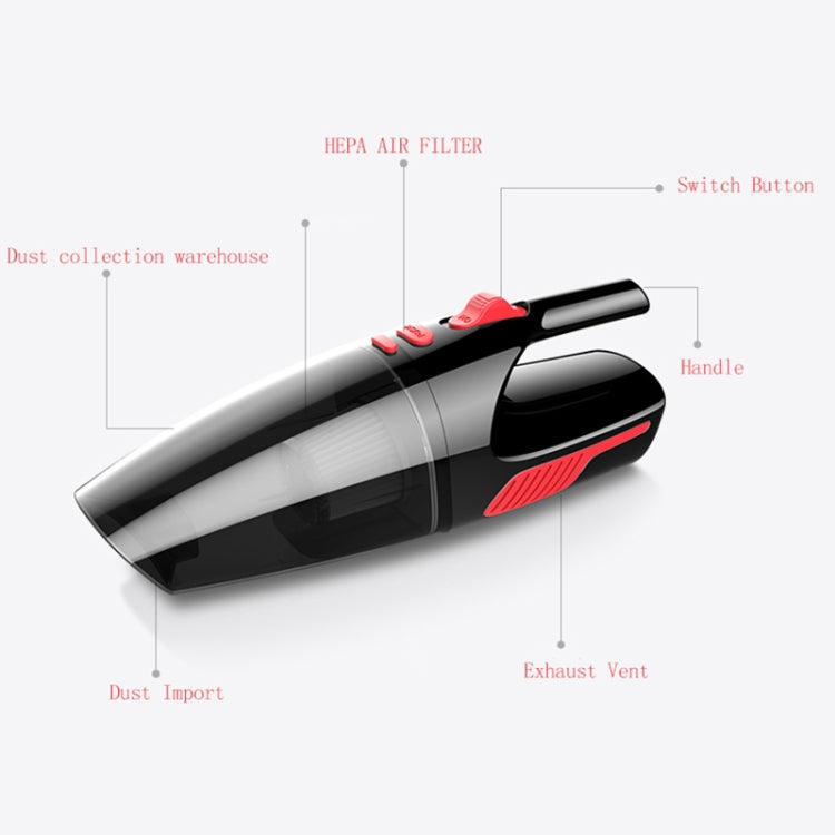 Car Wired Portable 120W Handheld Powerful Vacuum Cleaner Cable Length: 5m, without LED Light , Wired
