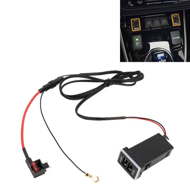 Car QC3.0 Fast Charge USB Interface Modification Charger for Toyota, Fuse to Take Power, Fuse (Ice Blue Light), Fuse (Blue Light), Fuse (Green Light), Fuse (Orange Light), Fuse (Red Light)