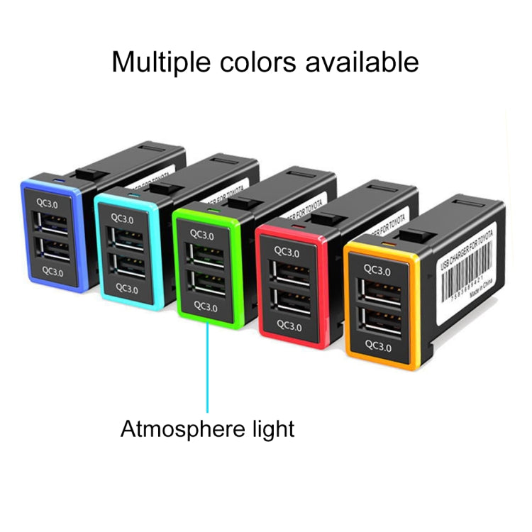 Car QC3.0 Fast Charge USB Interface Modification Charger for Toyota, Cigarette Lighter to Take Power, Cigarette Lighter (Ice Blue Light), Cigarette Lighter (Blue Light), Cigarette Lighter (Green Light), Cigarette Lighter (Red Light)