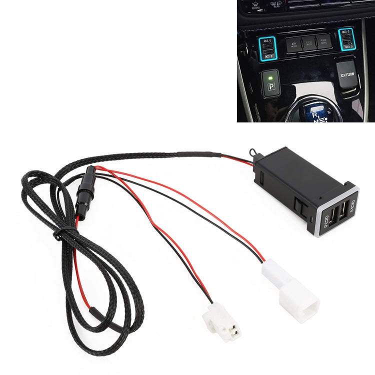 Car QC3.0 Fast Charge USB Interface Modification Charger for Toyota, Cigarette Lighter to Take Power, Cigarette Lighter (Ice Blue Light), Cigarette Lighter (Blue Light), Cigarette Lighter (Green Light), Cigarette Lighter (Red Light)