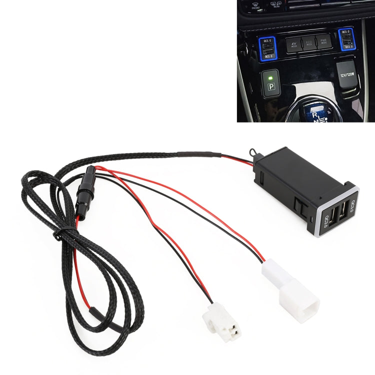 Car QC3.0 Fast Charge USB Interface Modification Charger for Toyota, Cigarette Lighter to Take Power, Cigarette Lighter (Ice Blue Light), Cigarette Lighter (Blue Light), Cigarette Lighter (Green Light), Cigarette Lighter (Red Light)
