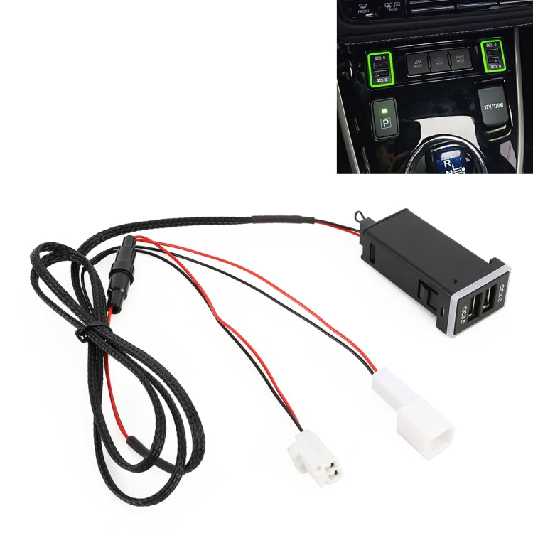 Car QC3.0 Fast Charge USB Interface Modification Charger for Toyota, Cigarette Lighter to Take Power, Cigarette Lighter (Ice Blue Light), Cigarette Lighter (Blue Light), Cigarette Lighter (Green Light), Cigarette Lighter (Red Light)