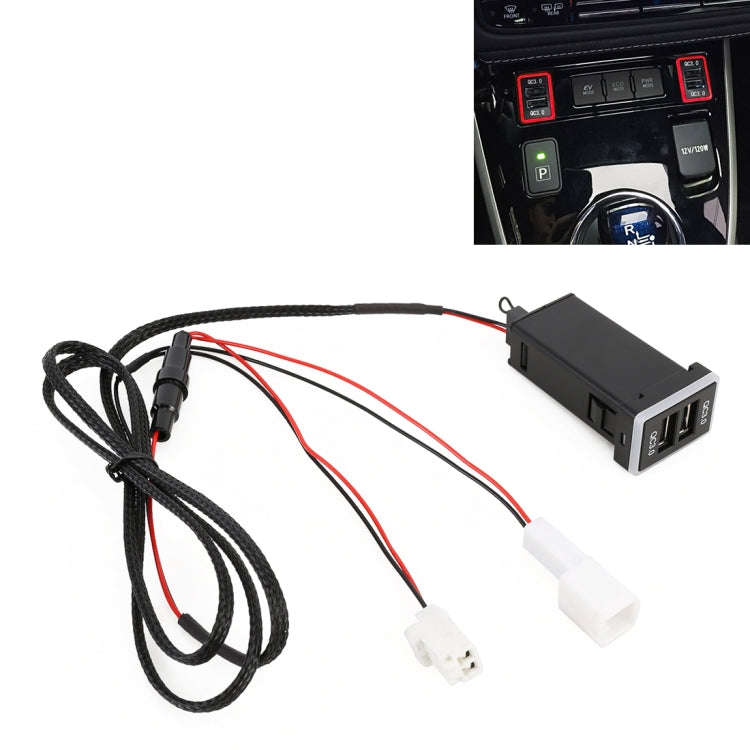 Car QC3.0 Fast Charge USB Interface Modification Charger for Toyota, Cigarette Lighter to Take Power, Cigarette Lighter (Ice Blue Light), Cigarette Lighter (Blue Light), Cigarette Lighter (Green Light), Cigarette Lighter (Red Light)