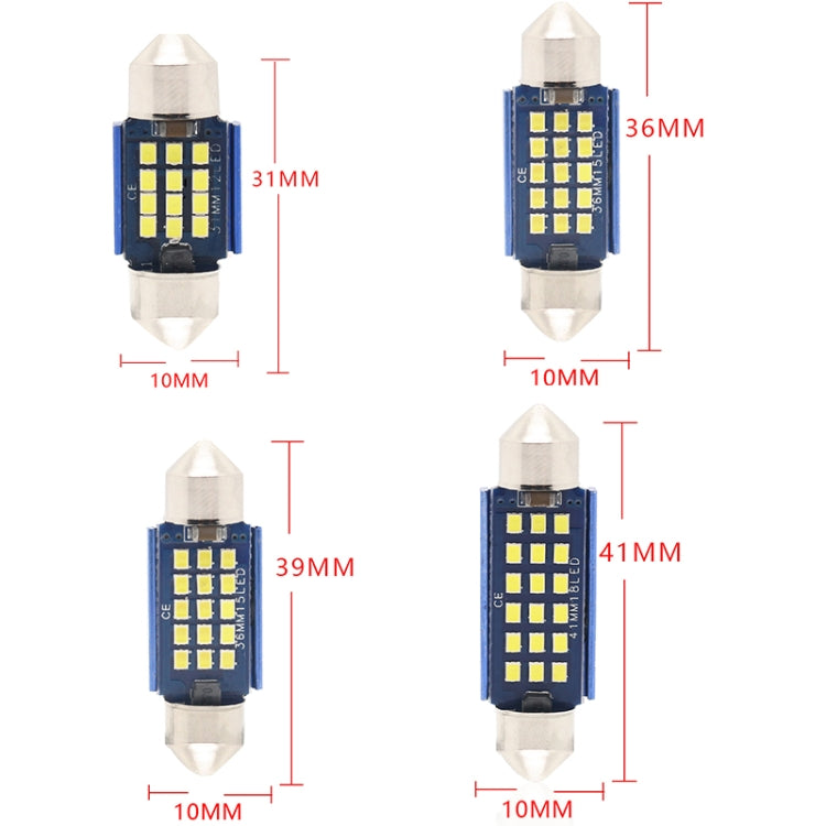 2pcs 41mm DC12-24V / 1W / 6000K / 60LM 18LEDs SMD Car Reading Lamp Dome Light