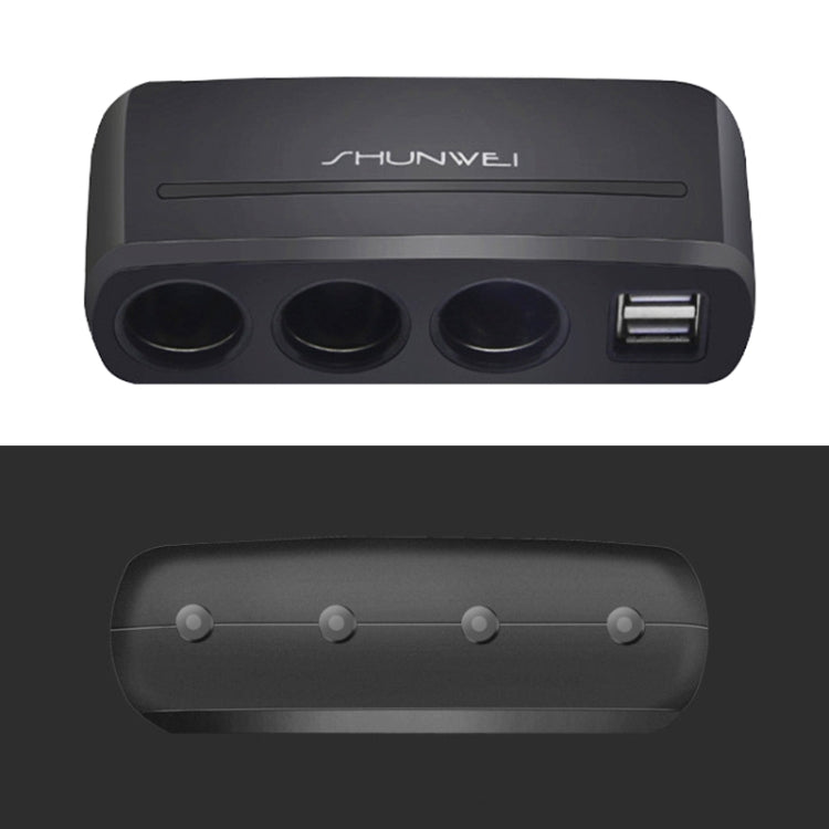 SHUNWEI SD-1939 120W 3A Car Independent Switch 3 in 1 Dual USB Charger Cigarette Lighter, SD-1939 (Black), SD-1939