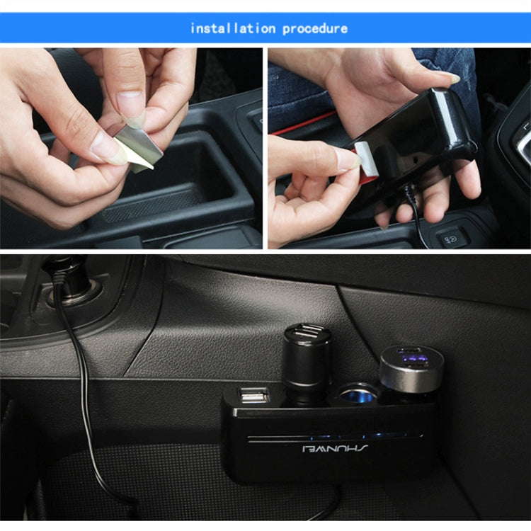 SHUNWEI SD-1939 120W 3A Car Independent Switch 3 in 1 Dual USB Charger Cigarette Lighter, SD-1939 (Black), SD-1939